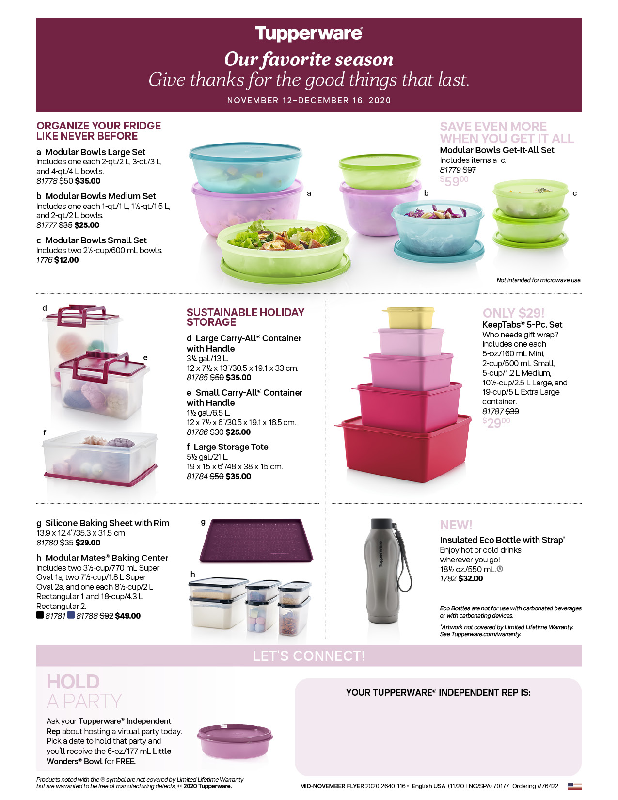 Mid November 2020 Brochure 1 Page Us Legacy Party Sales